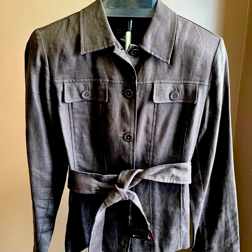 Jones New York brown belted linen blazer